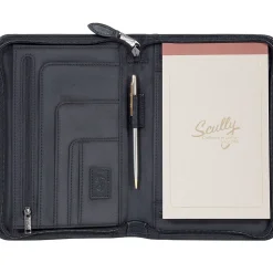 Leather Padfolio with Zipper Closure, Black (5019Z-11-24-F)<Scully Discount