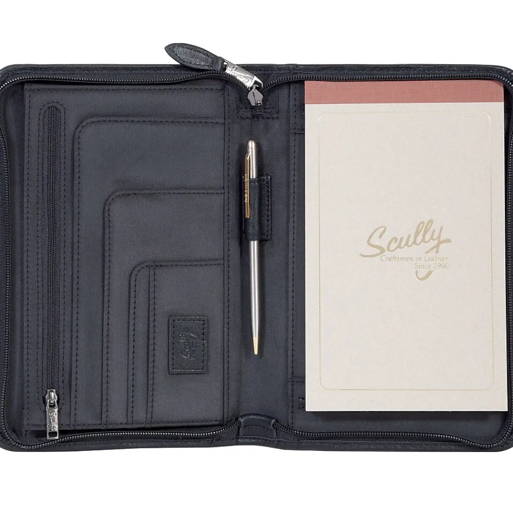 Leather Padfolio with Zipper Closure, Black (5019Z-11-24-F)<Scully Discount
