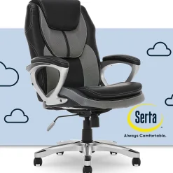 Office Chairs*Serta Amplify Ergonomic Faux Leather/Mesh Swivel Executive Chair, Gray (43673A)