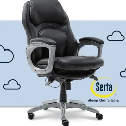 Office Chairs*Serta Back in Motion Bonded Leather Executive Chair, Smooth Black (43521OSS)
