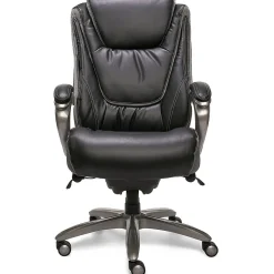 Office Chairs*Serta Big & Tall Ergonomic Bonded Leather Swivel Executive Chair, Black/Silver (44951)