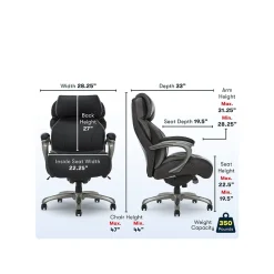 Office Chairs*Serta Big & Tall Ergonomic Bonded Leather Swivel Executive Chair, Black (44954)