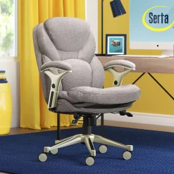 Office Chairs*Serta Claremont Ergonomic Fabric Swivel Executive Chair with Back in Motion Technology, (44186D) Light Gray