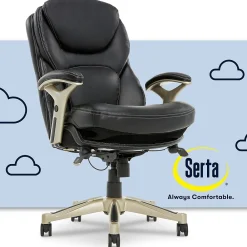 Ergonomic Chairs*Serta Claremont Ergonomic Leather Swivel Executive Chair with Back in Motion Technology, (CHR200006) Black
