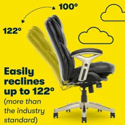 Ergonomic Chairs*Serta Claremont Ergonomic Leather Swivel Executive Chair with Back in Motion Technology, (CHR200006) Black