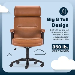 Office Chairs*Serta Comfort Big & Tall Ergonomic Bonded Leather Swivel Executive Chair, Cognac (CHR10131D)