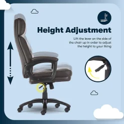 Office Chairs*Serta Comfort Big & Tall Ergonomic Bonded Leather Swivel Executive Office Chair, Brown (CHR10131B)