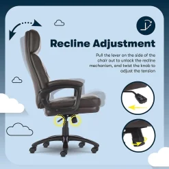 Office Chairs*Serta Comfort Big & Tall Ergonomic Bonded Leather Swivel Executive Office Chair, Brown (CHR10131B)