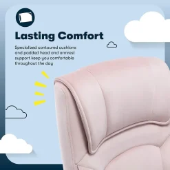 Office Chairs*Serta Comfort Classic Ergonomic Velvet Fabric Swivel Executive Chair, Pink (CCHR10005C)