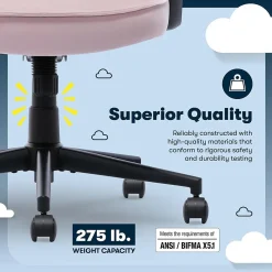 Office Chairs*Serta Comfort Classic Ergonomic Velvet Fabric Swivel Executive Chair, Pink (CCHR10005C)