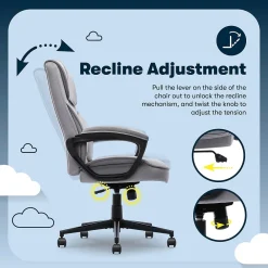 Office Chairs*Serta Comfort Classic Ergonomic Velvet Fabric Swivel Executive Chair, Gray (CCHR10005A)