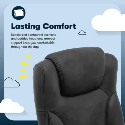 Office Chairs*Serta Comfort Eco Ergonomic Velvet Fabric Swivel Executive Chair, Light Black (CCHR10006B)