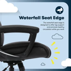 Office Chairs*Serta Comfort Eco Ergonomic Velvet Fabric Swivel Executive Chair, Light Black (CCHR10006B)