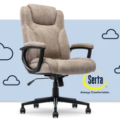 Office Chairs*Serta Comfort Eco Ergonomic Velvet Fabric Swivel Executive Chair, Light Brown (CCHR10006C)