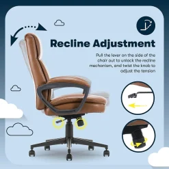 Office Chairs*Serta Comfort Ergo Ergonomic Bonded Leather Swivel Executive Chair, Cognac (CCHR10016A)