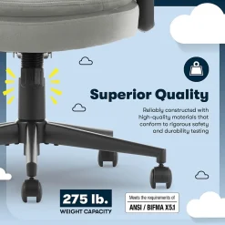 Office Chairs*Serta Comfort Ergo Ergonomic Velvet Fabric Swivel Executive Chair, Gray (CCHR10016C)