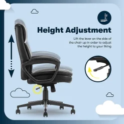 Office Chairs*Serta Comfort Ergo Ergonomic Bonded Leather Swivel Executive Chair, Black (CCHR10016B)