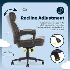 Office Chairs*Serta Comfort Ergonomic Bonded Leather Swivel Executive Chair, Brown (CHR10130B)