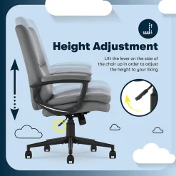 Office Chairs*Serta Comfort Modern Ergonomic Bonded Leather Swivel Executive Chair, Gray (CHR10132C)