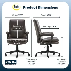 Office Chairs*Serta Comfort Modern Ergonomic Bonded Leather Swivel Executive Chair, Brown (CHR10132B)