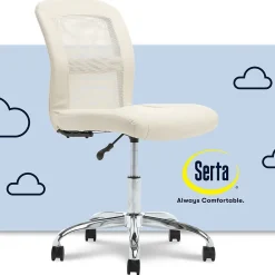 Ergonomic Chairs*Serta Essentials Armless Ergonomic Bonded Leather/Mesh Swivel Task Chair, (48740B) Cream