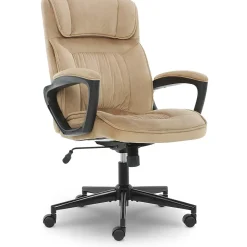 Office Chairs*Serta Executive Office Chair, Microfiber, Light Beige, Seat Size: 20.75''W x 19.5"D, Back Size: 20.25"W x 26.50"H (CHR200002)