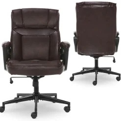 Office Chairs*Serta Hannah I Ergonomic Bonded Leather Swivel Executive Chair, (43670G) Biscuit