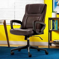 Office Chairs*Serta Hannah I Ergonomic Bonded Leather Swivel Executive Chair, (43670G) Biscuit