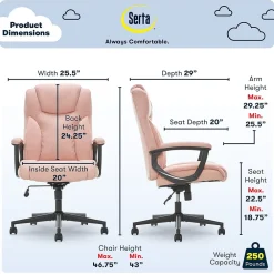 Ergonomic Chairs*Serta Hannah II Fabric Executive Chair, (43672G) Pink