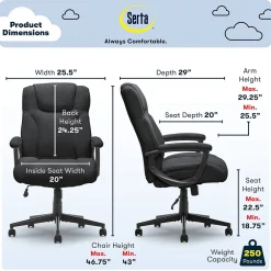 Ergonomic Chairs*Serta Hannah II Fabric Executive Chair, (43672F) Black