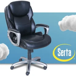 Office Chairs*Serta My Fit Ergonomic Bonded Leather Swivel Executive Chair, Black (CHR100015)