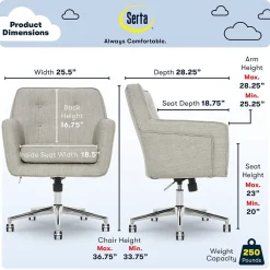Office Chairs*Serta Style Ashland Fabric Swivel Computer and Desk Chair, (CHR100004) Light Gray