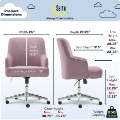 Office Chairs*Serta Style Leighton Fabric Swivel Home Office Chair, Lilac (47925D)
