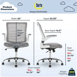 Office Chairs*Serta Works Creativity Mesh Back Polyester Computer and Desk Chair, Gray (CHR10023B)