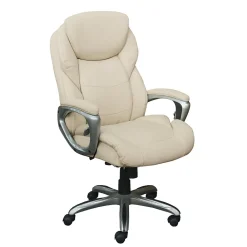 Office Chairs*Serta Works My Fit Ergonomic Bonded Leather Swivel Executive Chair, Ivory (48098A)