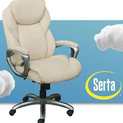 Office Chairs*Serta Works My Fit Ergonomic Bonded Leather Swivel Executive Chair, Ivory (48098A)