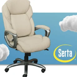 Office Chairs*Serta Works My Fit Ergonomic Bonded Leather Swivel Executive Chair, Ivory (48097A)
