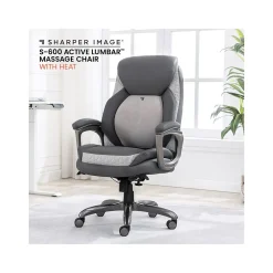 Ergonomic Chairs*Sharper Image S-600 Active Lumbar Ergonomic Bonded Leather Swivel Executive Massage Chair, (60098-GRY) Gray