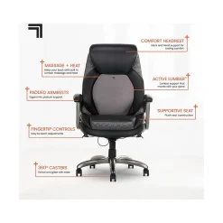 Ergonomic Chairs*Sharper Image S-600 Active Lumbar Ergonomic Bonded Leather Swivel Executive Massage Chair, (60098-BLK) Black