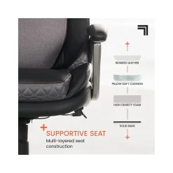 Ergonomic Chairs*Sharper Image S-600 Active Lumbar Ergonomic Bonded Leather Swivel Executive Massage Chair, (60098-BLK) Black