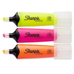 Highlighters|Sharpie Clear View Highlighter, Chisel Tip, Assorted, 3/Pack (1912767/2128222)