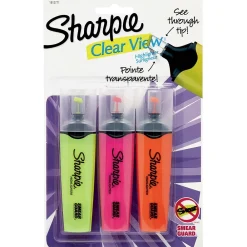 Highlighters|Sharpie Clear View Highlighter, Chisel Tip, Assorted, 3/Pack (1912767/2128222)