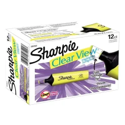 Highlighters|Sharpie Clear View Tank Highlighter, Chisel Tip, Yellow, Dozen (2128227/1897847)