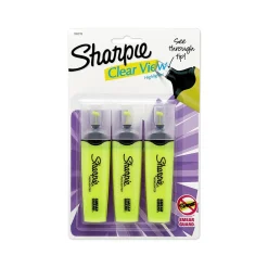 Highlighters|Sharpie Clear View Tank Highlighter, Chisel Tip, Yellow, 3/Pack (1904613/2128219)