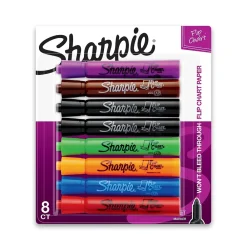 Markers|Sharpie Flip Chart Tank Permanent Marker, Bullet Tip, Assorted, 8/Pack (22480)