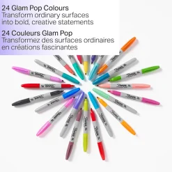Markers|Sharpie Glam Pop Permanent Marker, Fine Tip, Assorted, 24/Pack (2185229)