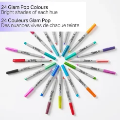 Markers|Sharpie Glam Pop Permanent Markers, Ultra Fine Tip, Assorted, 24/Pack (1949558)