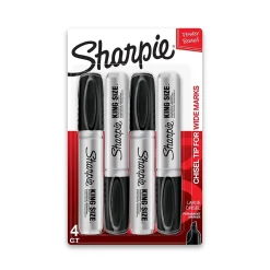 Markers|Sharpie King Size Permanent Markers, Chisel Tip, , 4/Pack (15661) Black