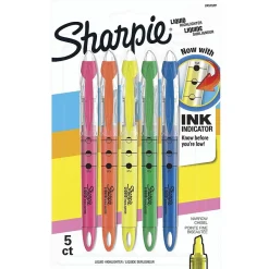 Highlighters|Sharpie Liquid Highlighter, Chisel Tip, Assorted, 5/Pack (24575PP)