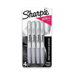 Markers|Sharpie Metallic Permanent Marker, Fine Tip, Gray/Silver, 4/Pack (39109)